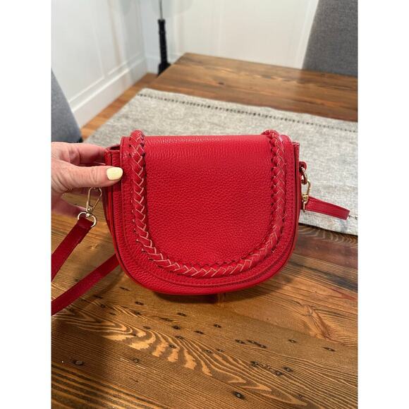 Vera Pelle Red Leather Shoulder Crossbody Purse Patriotic Fourth of July Color - Picture 1 of 6